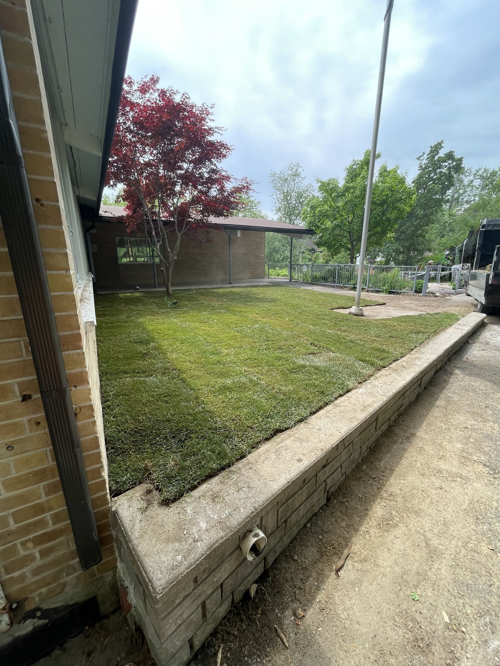 Fresh sod installation
